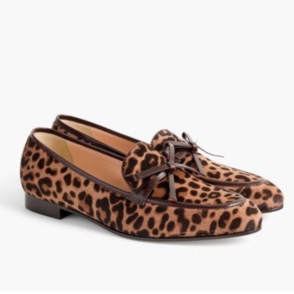 J Crew Academy Leopard Calf Hair Loafers | 7.5